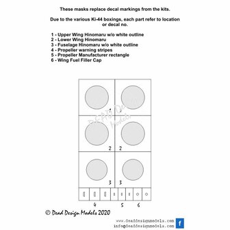 Dead Design Models VM48107 - Ki-44 Shoki National Insignias Without White Outline (For Hasegawa kit) - 1:48