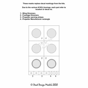 Dead Design Models VM72113 - N1K2-j &amp; N1K3-j Shiden KAI National Insignias (For Hasegawa/Aoshima kit) - 1:72