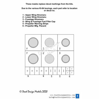 Dead Design Models VM72127 - Ki-84 Hayate National Insignias With White Outline (For Hasegawa/Sword kit) - 1:72