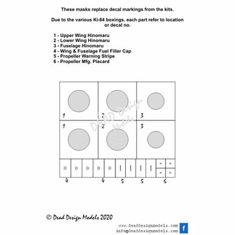 Dead Design Models VM72128 - Ki-84 Hayate National Insignias Without White Outline (For Hasegawa/Sword kit) - 1:72