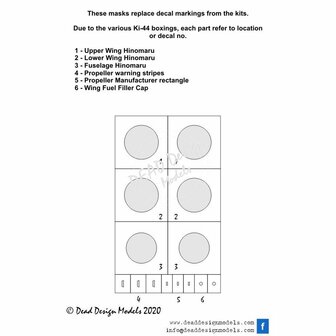 Dead Design Models VM72130 - Ki-44 Shoki National Insignias Without White Outline (For Hasegawa/Sword kit) - 1:72