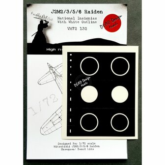 Dead Design Models VM72132 - J2M3/5/6 Raiden National Insignias With White Outline (For Hasegawa/Sword kit) - 1:72