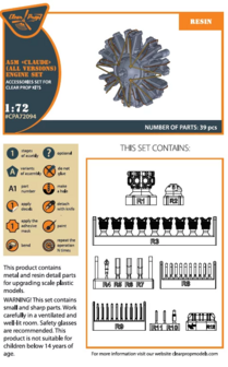 Clear Prop Models CPA72094 - A5M Claude (all versions) resin engine set for CP kits (upgrated) - 1:72