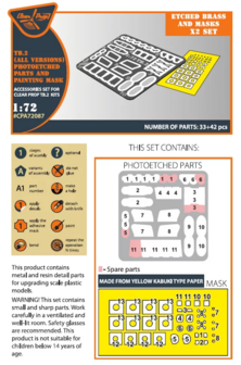 Clear Prop Models CPA72087 - TB.2 PE parts and painting mask x2 set for CP kits - 1:72