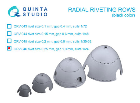 Quinta Studio QRV-046 - Radial riveting rows (rivet size 0.25 mm, gap 1.0 mm), Black - 1:24