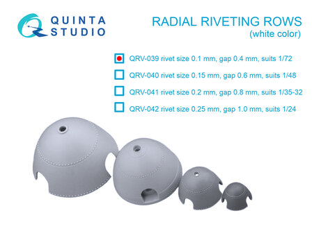 Quinta Studio QRV-039 - Radial riveting rows (rivet size 0.10 mm, gap 0.4 mm), White color - 1:72