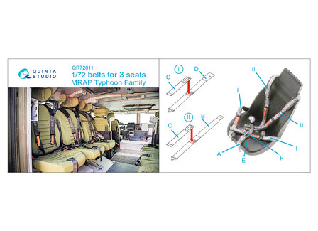 Quinta Studio QR72011 - MRAP Typhoon Family belts, for  3 seats, 3D-Printed &amp; coloured on decal paper (all kits) - 1:72