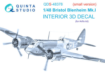 Quinta Studio QDS-48378 - Bristol Blenheim Mk.I 3D-Printed &amp; coloured Interior on decal paper (for Airfix kit) - Small Version - 1:48