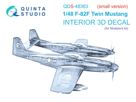 Quinta Studio QDS-48363 - F-82F Twin Mustang 3D-Printed &amp; coloured Interior on decal paper (for Modelsvit kit) - Small Version - 1:48