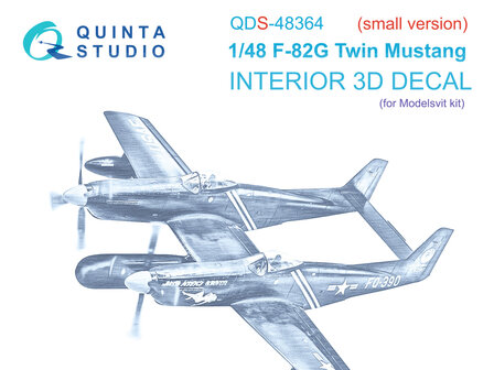 Quinta Studio QDS-48364 - F-82G Twin Mustang 3D-Printed &amp; coloured Interior on decal paper (for Modelsvit kit) - Small Version - 1:48