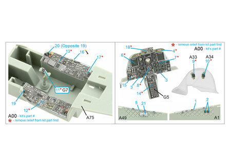 Quinta Studio QDS-48323 - A-10C 3D-Printed &amp; coloured Interior on decal paper (for Academy kit) - Small Version - 1:48