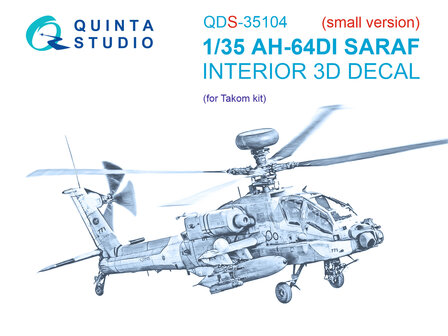 Quinta Studio QDS-35104 - AH-64DI Saraf 3D-Printed &amp; coloured Interior on decal paper (for Takom) - Small Version - 1:35