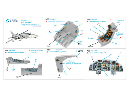 Quinta Studio QD72089 - Su-24MR 3D-Printed &amp; coloured Interior on decal paper (for Trumpeter) - 1:72