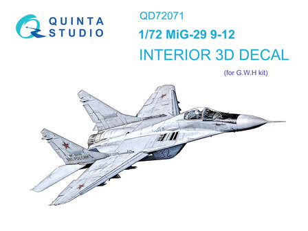 Quinta Studio QD72071 - MiG-29 9-12 3D-Printed &amp; coloured Interior on decal paper (for GWH) - 1:72