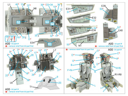 Quinta Studio QD48396 - F-14B 3D-Printed &amp; coloured Interior on decal paper (for Hobby Boss kit) - 1:48