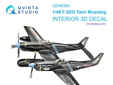 Quinta Studio QD48364 - F-82G Twin Mustang 3D-Printed &amp; coloured Interior on decal paper (for Modelsvit kit) - 1:48