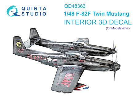 Quinta Studio QD48363 - F-82F Twin Mustang 3D-Printed &amp; coloured Interior on decal paper (for Modelsvit kit) - 1:48