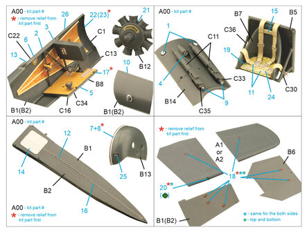 Quinta Studio QD48298 - Fokker EV-DVIII 3D-Printed &amp; coloured Interior on decal paper (for Eduard kit) - 1:48