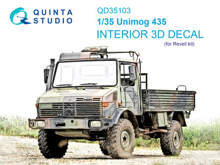 Quinta Studio QD35103 - Unimog 435 3D-Printed &amp; coloured Interior on decal paper (for Revell) - 1:35