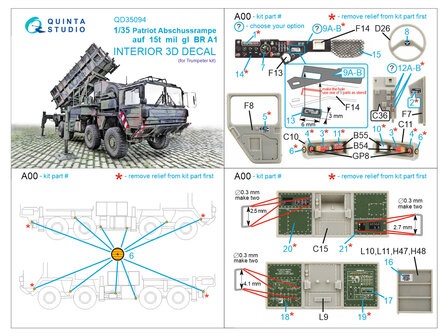 Quinta Studio QD35094 - Patriot Abschussrampe auf 15t mil gl BR A1 3D-Printed &amp; coloured Interior on decal paper (for Trumpeter) - 1:35