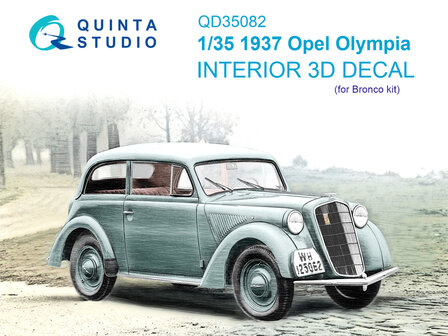 Quinta Studio QD35082 - 1937 Opel Olympia 3D-Printed &amp; coloured Interior on decal paper (for Bronco kit) - 1:35