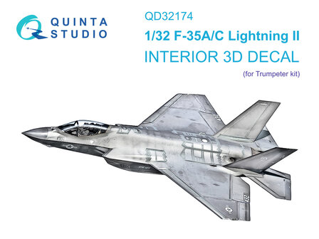 Quinta Studio QD32174 - F-35A/C 3D-Printed &amp; coloured Interior on decal paper (for Trumpeter) - 1:32