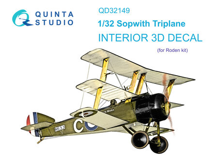 Quinta Studio QD32149 - Sopwith Triplane 3D-Printed &amp; coloured Interior on decal paper (Roden) - 1:32