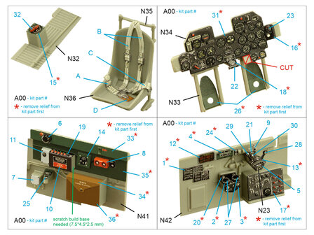 Quinta Studio QD32136 - P-47D Razorback 3D-Printed &amp; coloured Interior on decal paper (for Trumpeter) - 1:32