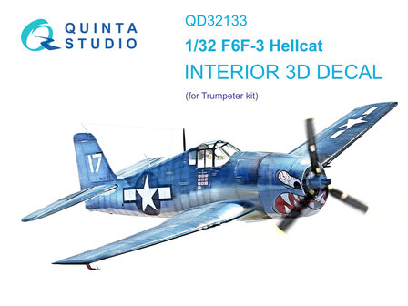 Quinta Studio QD32133 - F6F-3 Hellcat 3D-Printed &amp; coloured Interior on decal paper (for Trumpeter) - 1:32