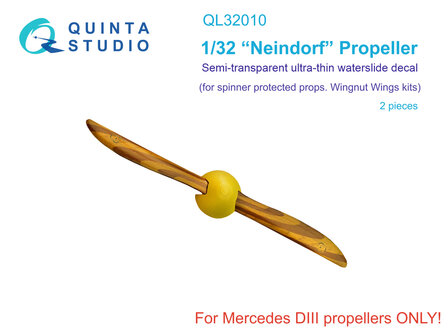 Quinta Studio QL32010 - Wooden Propellers &quot;Neindorf&quot; Semi-transparent ultra-thin waterslide decal (for spinner protected props. Wingnut Wings kits) - 1:32