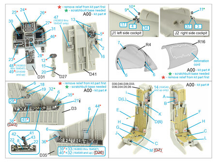 Quinta Studio QD32194 - AV-8B Harrier II late 3D-Printed &amp; coloured Interior on decal paper (for Trumpeter) - 1:32