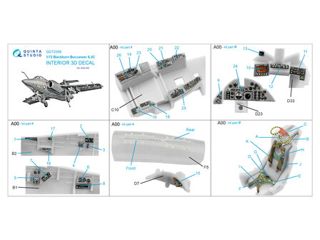 Quinta Studio QD72095 - Blackburn Buccanneer S.2C 3D-Printed &amp; coloured Interior on decal paper (for Airfix) - 1:72