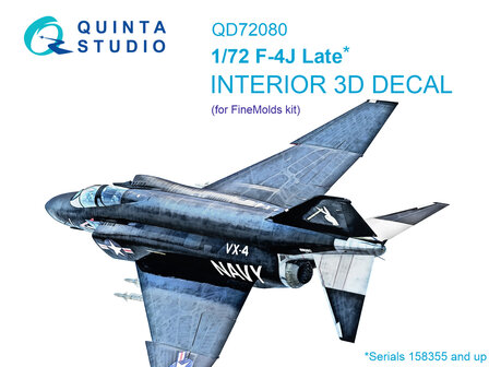 Quinta Studio QD72080 - F-4J Late 3D-Printed &amp; coloured Interior on decal paper (for FineMolds) - 1:72