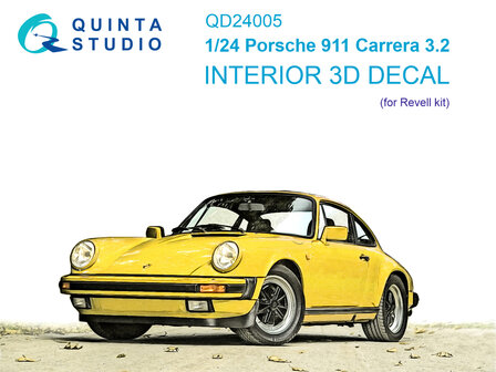 Quinta Studio QD24005 - Porsche 911 Carrera 3.2 3D-Printed &amp; coloured Interior on decal paper (for Revell kit) - 1:24