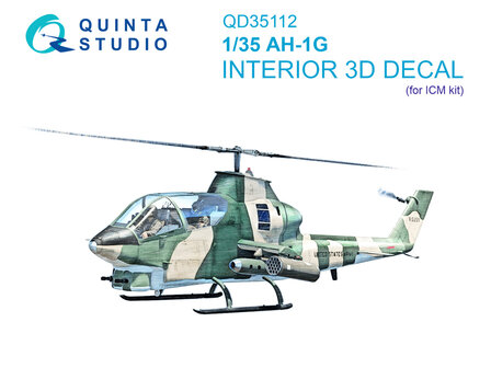 Quinta Studio QD35112 - AH-1G Cobra 3D-Printed &amp; coloured Interior on decal paper (for ICM kit) - 1:35