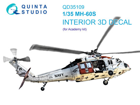 Quinta Studio QD35109 - MH-60S 3D-Printed &amp; coloured Interior on decal paper (for Academy kit) - 1:35