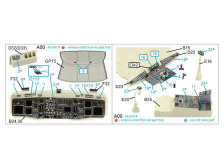 Quinta Studio QDS+35108 - MH-60L 3D-Printed &amp; coloured Interior on decal paper (for KittyHawk kit) (with 3D-printed resin parts) - Small Version - 1:35