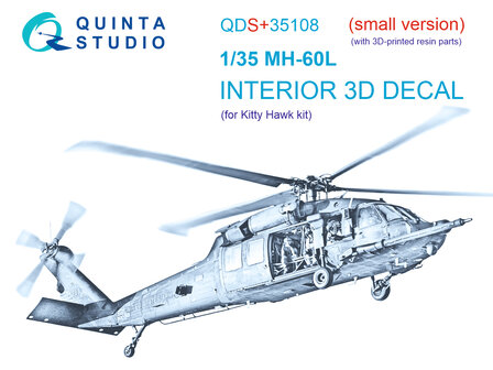 Quinta Studio QDS+35108 - MH-60L 3D-Printed &amp; coloured Interior on decal paper (for KittyHawk kit) (with 3D-printed resin parts) - Small Version - 1:35