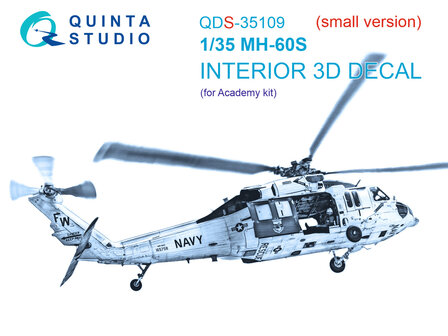 Quinta Studio QDS-35109 - MH-60S 3D-Printed &amp; coloured Interior on decal paper (for Academy kit) - Small Version - 1:35