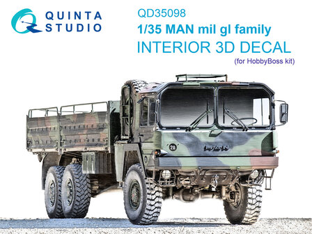 Quinta Studio QD35098 - MAN mil gl family 3D-Printed &amp; coloured Interior on decal paper (for HobbyBoss kit) - 1:35