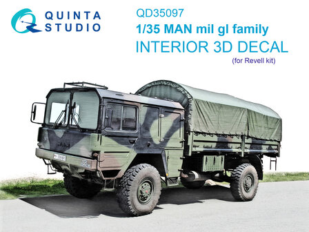 Quinta Studio QD35097 - MAN mil gl family 3D-Printed &amp; coloured Interior on decal paper (for Revell kit) - 1:35