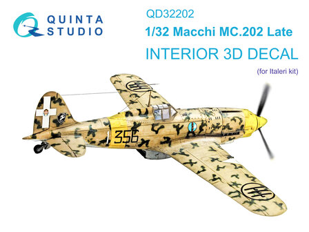 Quinta Studio QD32202 - Macchi MC.202 Folgore Late 3D-Printed &amp; coloured Interior on decal paper (for Italeri kit) - 1:32