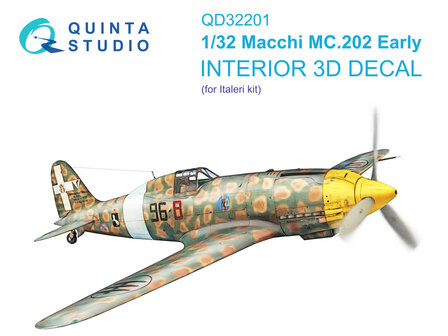 Quinta Studio QD32201 - Macchi MC.202 Folgore Early 3D-Printed &amp; coloured Interior on decal paper (for Italeri kit) - 1:32