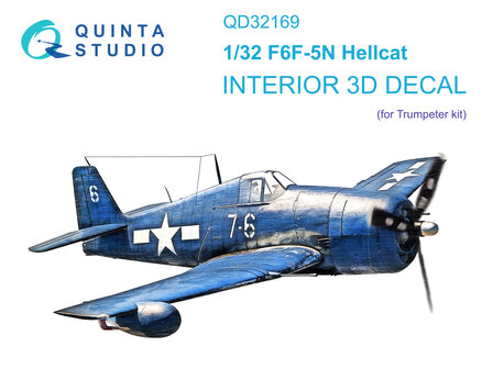 Quinta Studio QD32169 - F6F-5N Hellcat 3D-Printed &amp; coloured Interior on decal paper (for Trumpeter kit) - 1:32