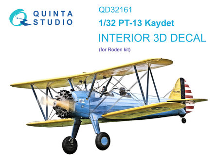 Quinta Studio QD32161 - PT-13 Kaydet 3D-Printed &amp; coloured Interior on decal paper (for Roden kit) - 1:32