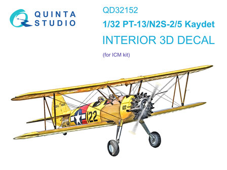 Quinta Studio QD32152 - PT-13/N2S-2/5 Kaydet 3D-Printed &amp; coloured Interior on decal paper (for ICM kit) - 1:32