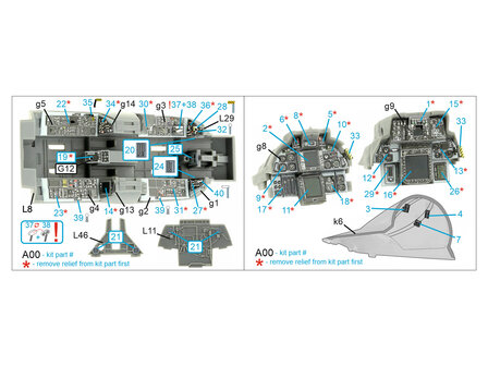 Quinta Studio QDS-48404 - F-14B 3D-Printed &amp; coloured Interior on decal paper (for GWH kit) - Small Version - 1:48