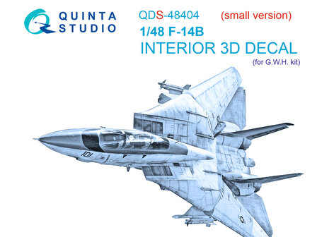 Quinta Studio QDS-48404 - F-14B 3D-Printed &amp; coloured Interior on decal paper (for GWH kit) - Small Version - 1:48