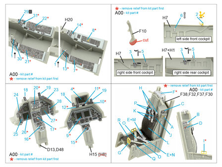 Quinta Studio QD48408 - F-16D block 50 3D-Printed &amp; coloured Interior on decal paper (for Kinetic 2022 tool) - 1:48