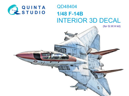 Quinta Studio QD48404 - F-14B 3D-Printed &amp; coloured Interior on decal paper (for GWH kit) - 1:48